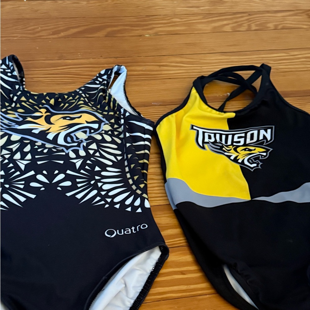 Women's Black and Yellow Swimwear